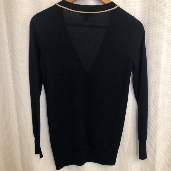 J. Crew navy merino cardigan with tan detail - Picture 3 of 3